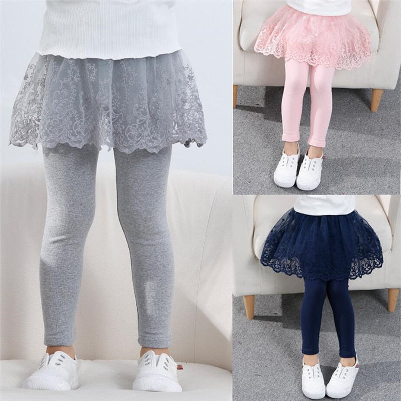 Girls Cotton Leggings with Skirt 2-7yrs