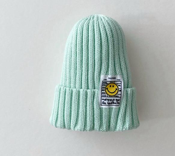 Smiley Face Autumn Knitted Kids Beanie Cap One Size Fits all Up to 6 years