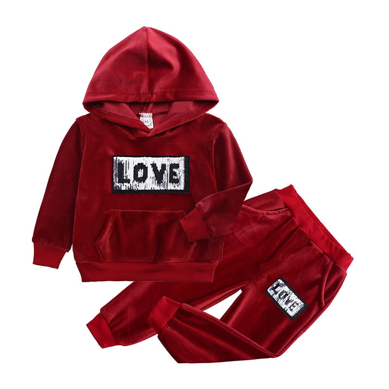 Velvet track suit "Love" 4 colors 12m-6yrs