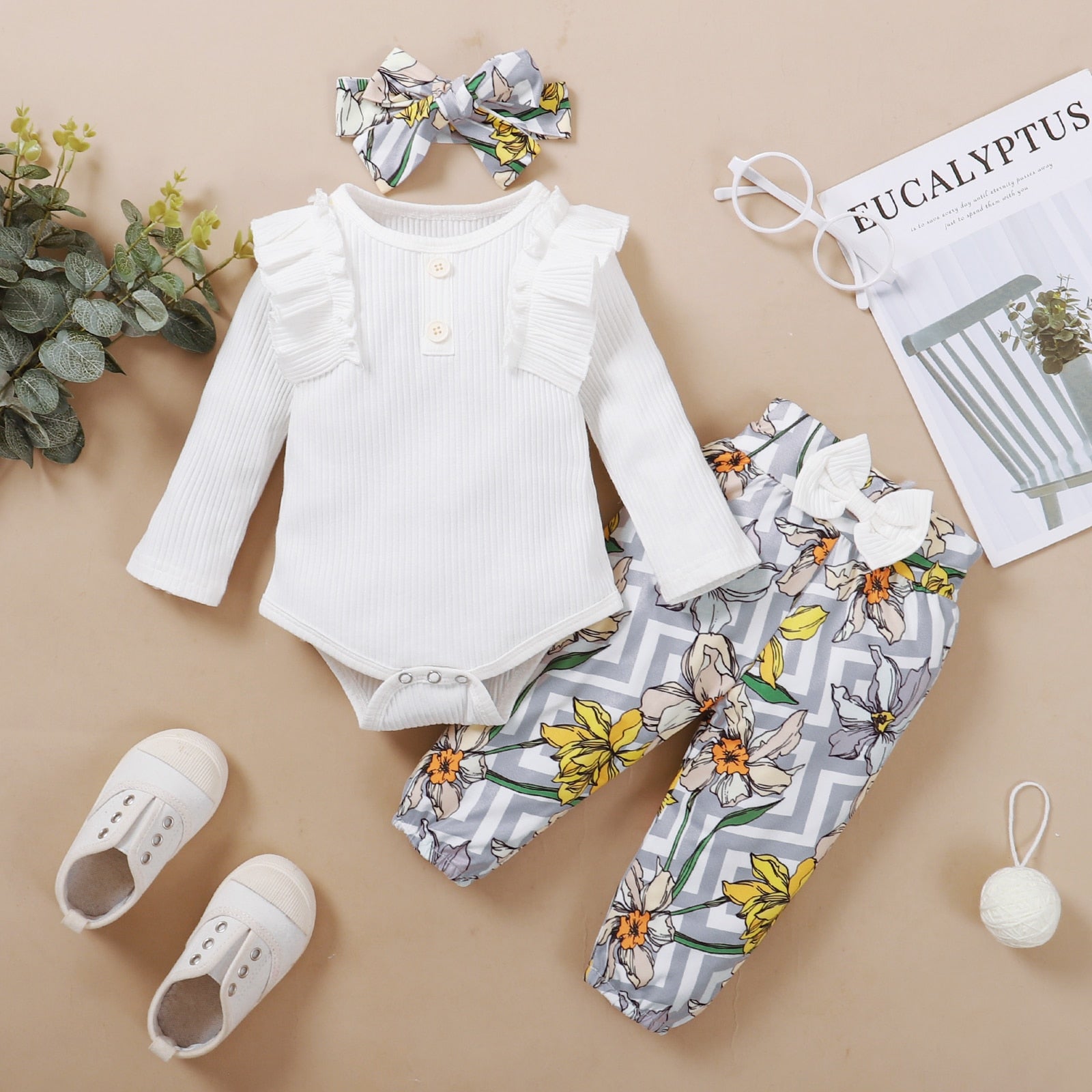 3Pcs Baby girl Flower set 0-24m