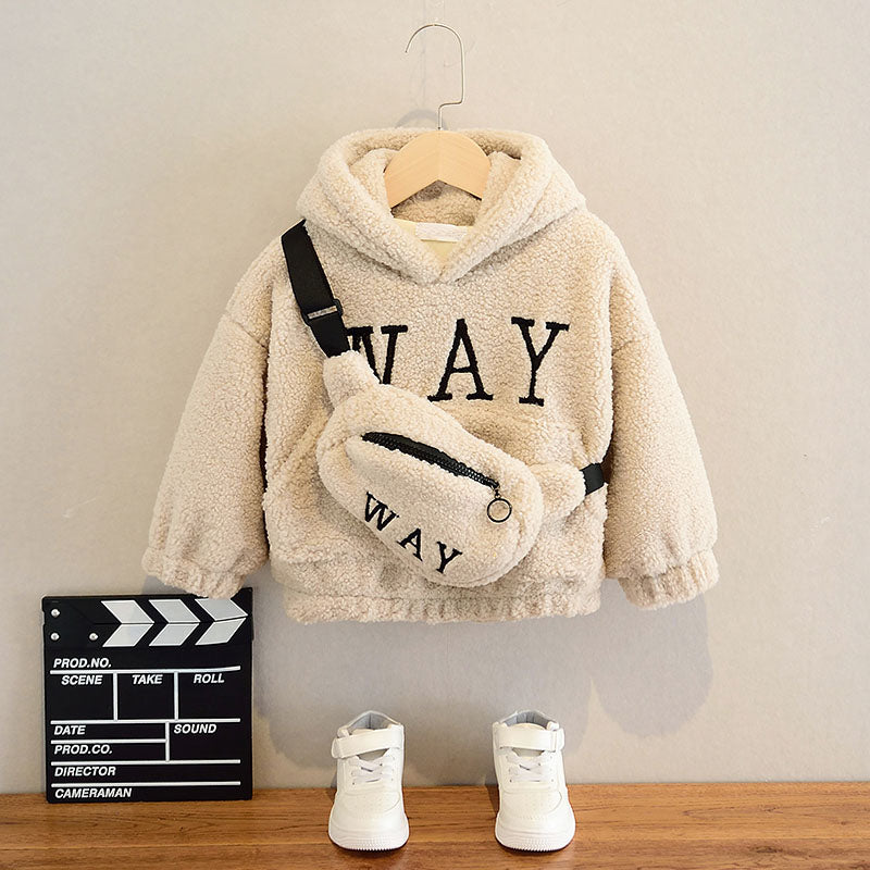 Teddy style Hoody with Bag 2-12yrs 3 colors