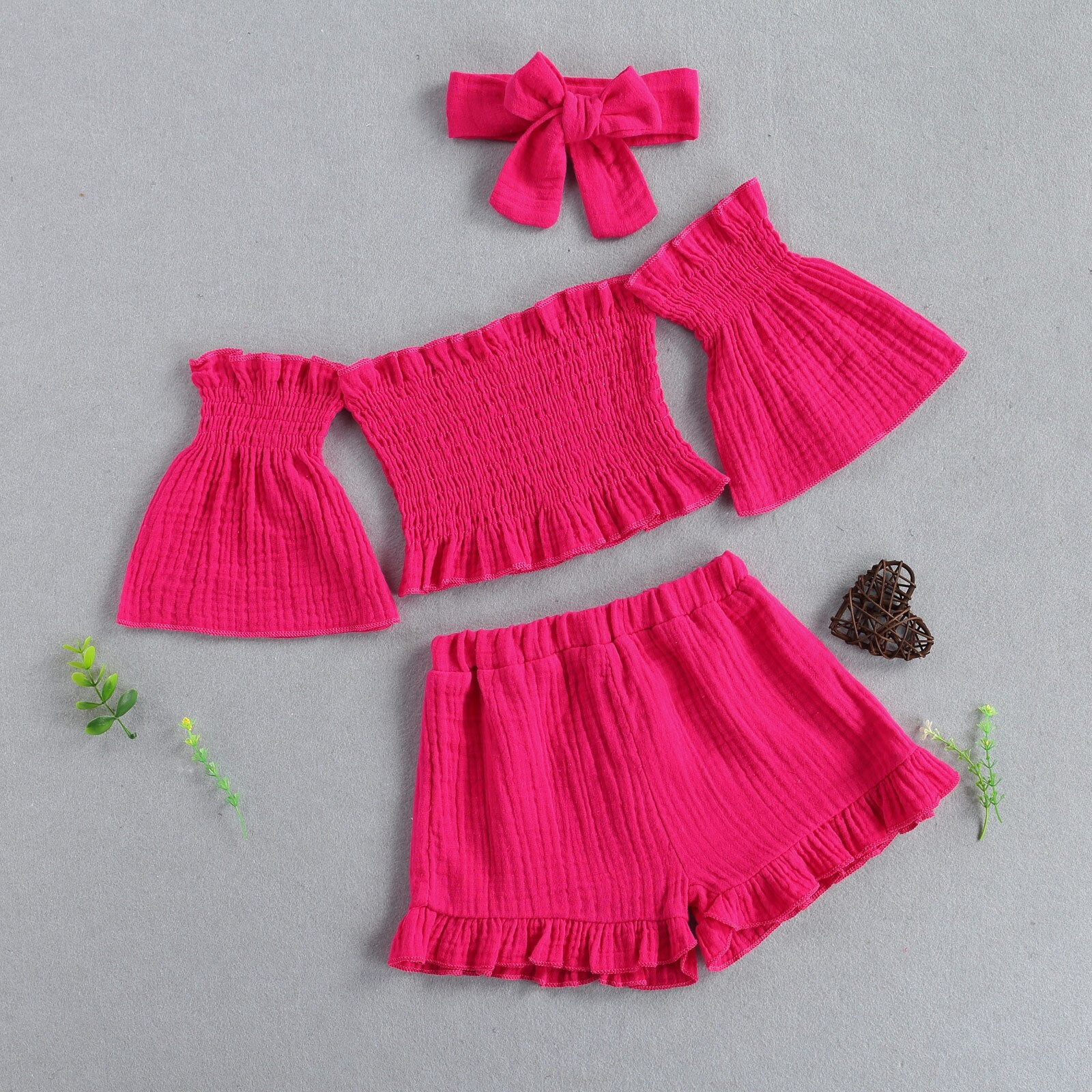 'Gabriella' Off the Shoulder Top & Shorts Set (2T-6T)