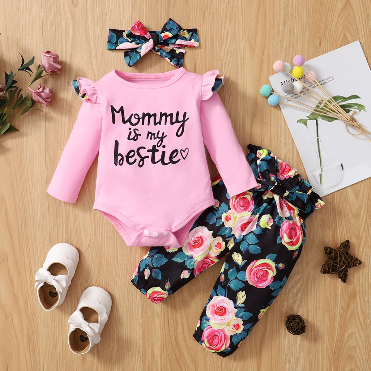 3Pcs Baby girl Flower set 0-24m