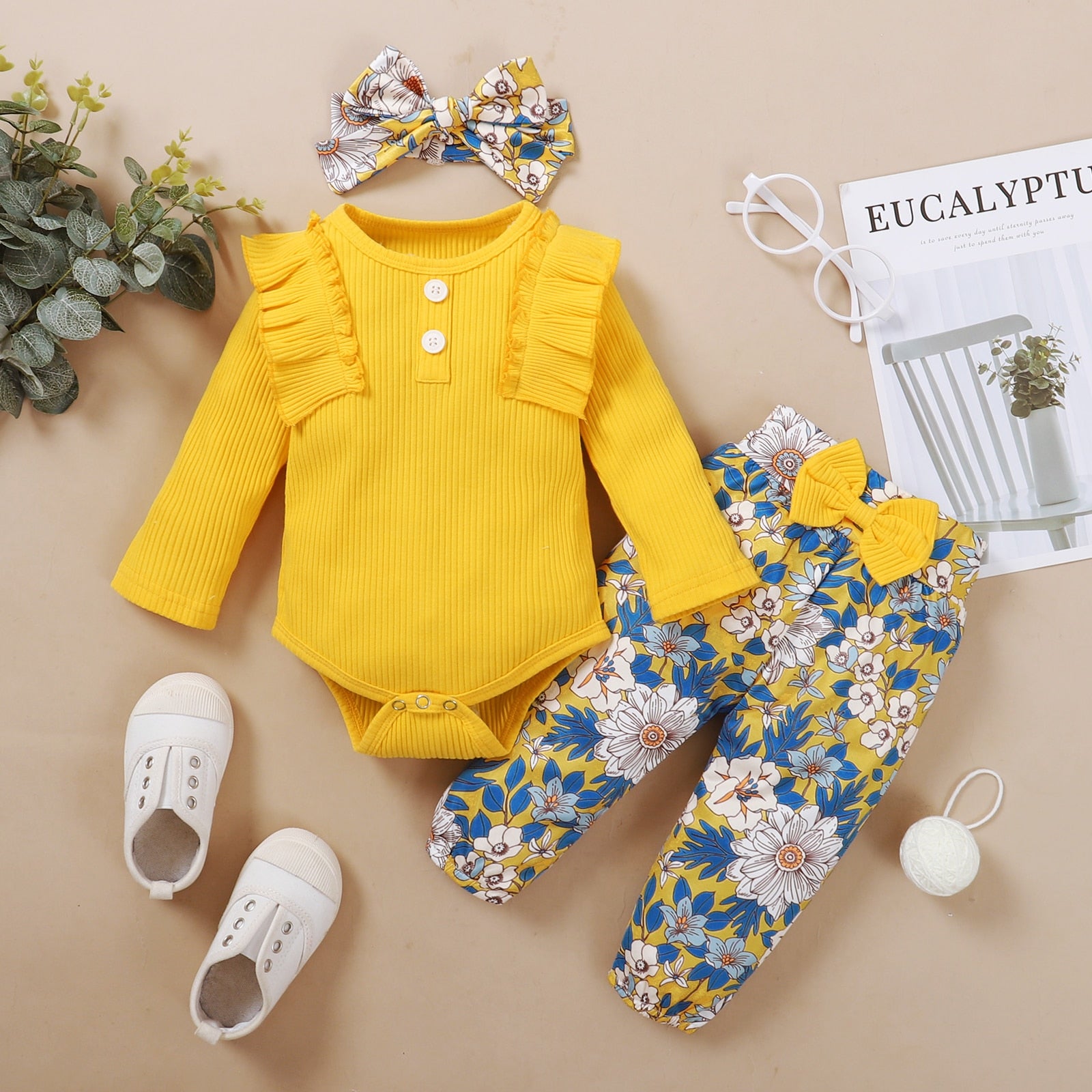 3Pcs Baby girl Flower set 0-24m