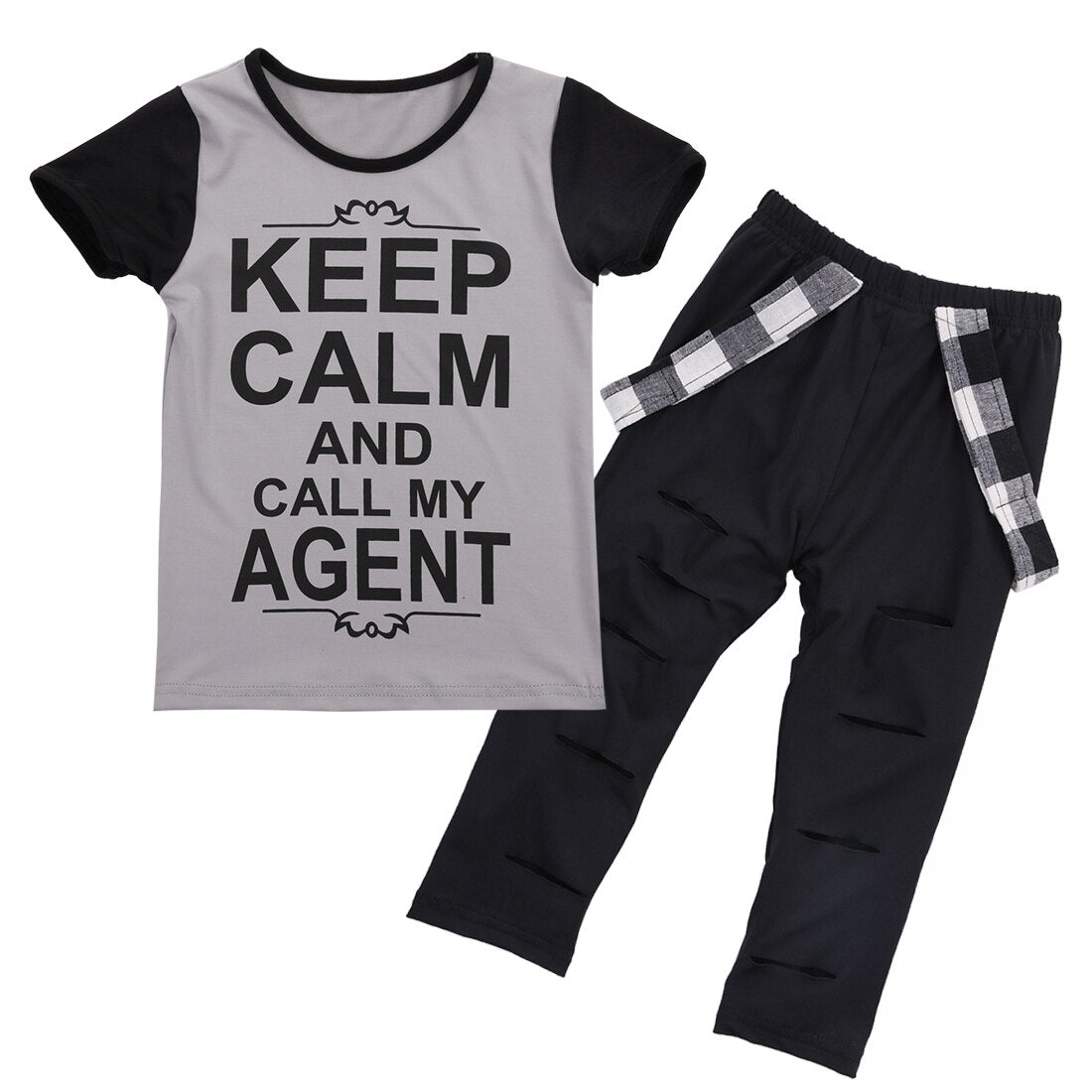 2 Pieces Girls Clothes Set Short Sleeve T-shirt with Long Pants Outfits 2-5 Year Little Girls Clothing