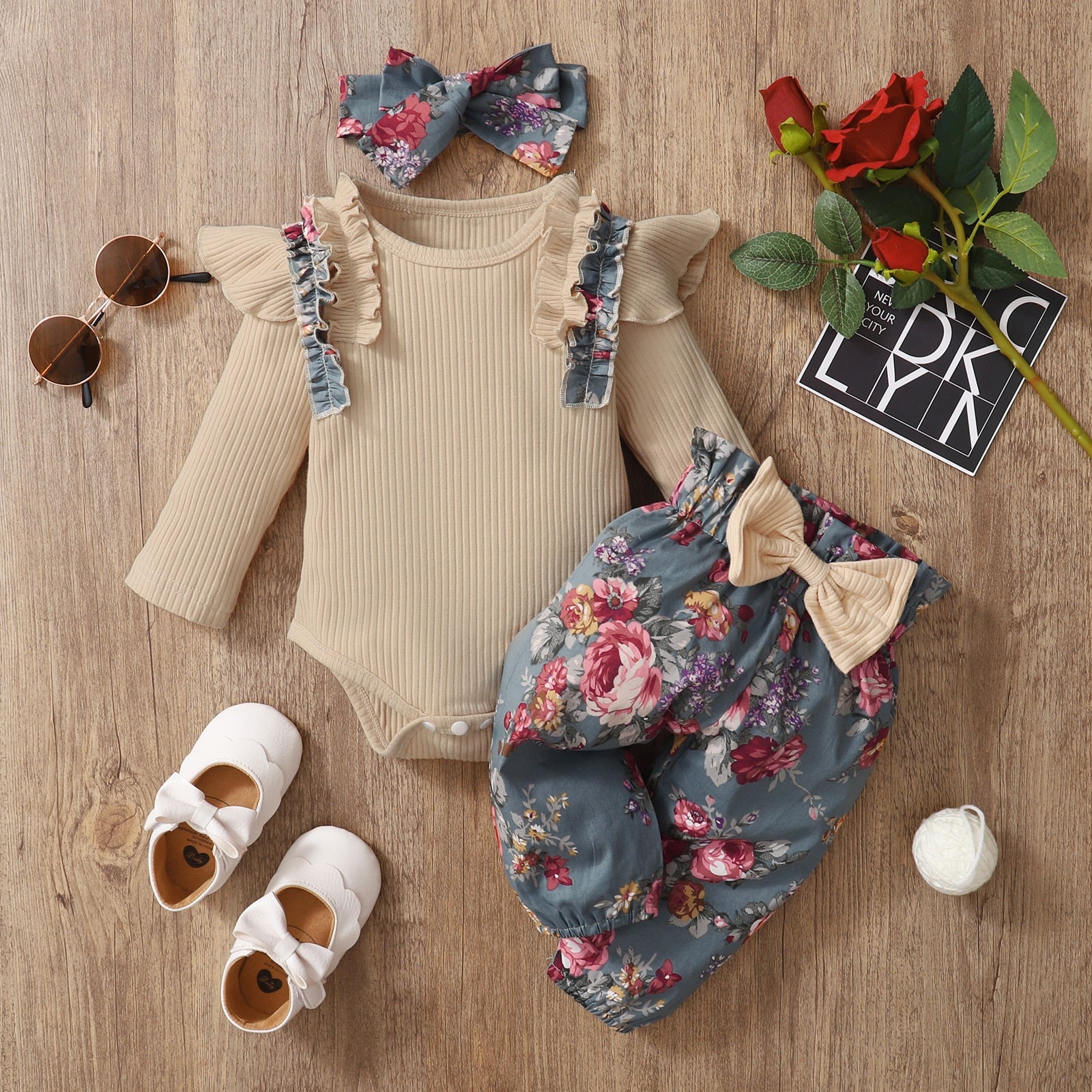 3Pcs Baby girl Flower set 0-24m