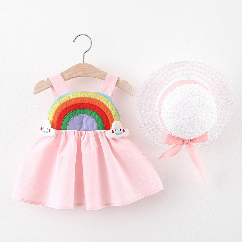 Girls Summer Rainbow Dress 12m-3yrs 4 colors