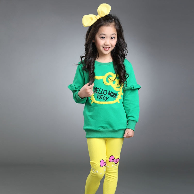 3 Color Girls Spring Clothing Set 3-9yrs