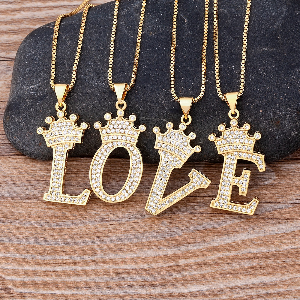 New Luxury Gold Plated Zircon Necklace A-Z