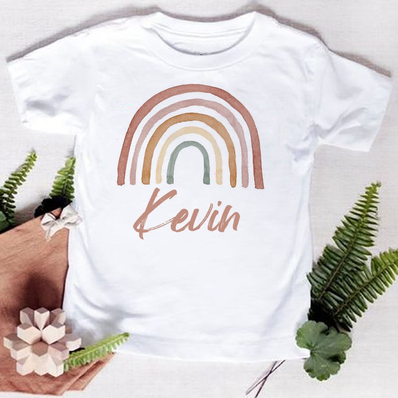 Personalised Rainbow with Name T-Shirt (1Y-12Y)
