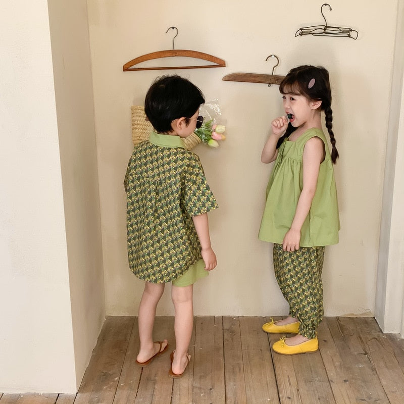 Sister & Brother Green Matching 2pcs sets (12M-7T)