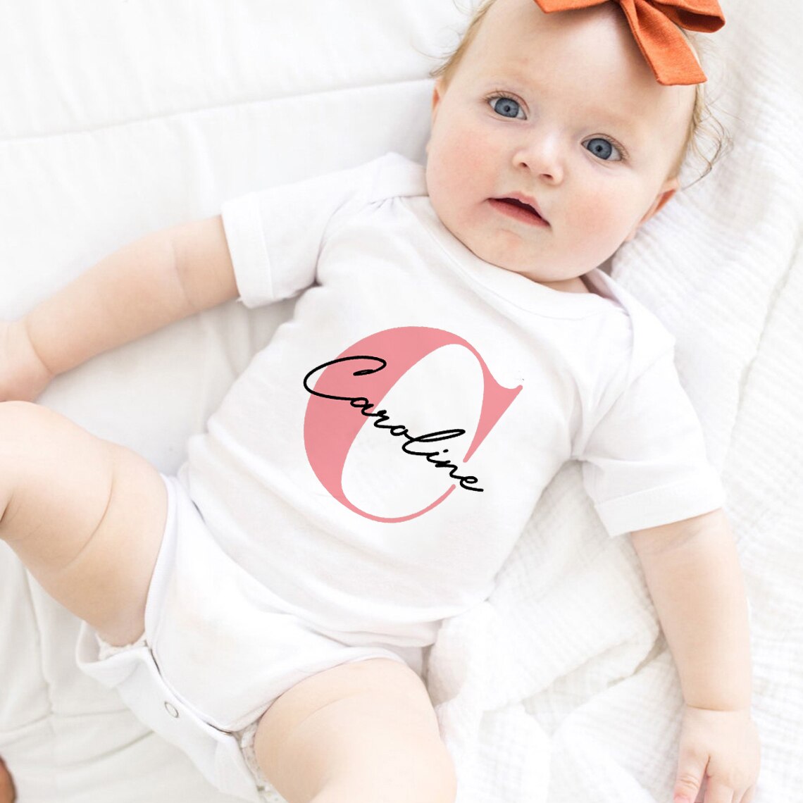 Monogrammed bodysuit with Name (3 mos, 6 mos, 9 mos)