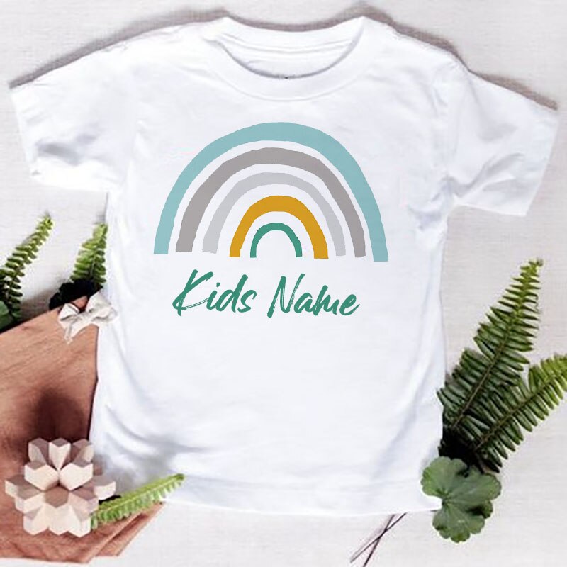 Personalised Rainbow with Name T-Shirt (1Y-12Y)