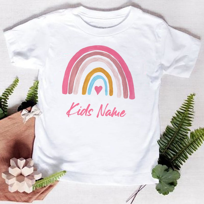 Personalised Rainbow with Name T-Shirt (1Y-12Y)