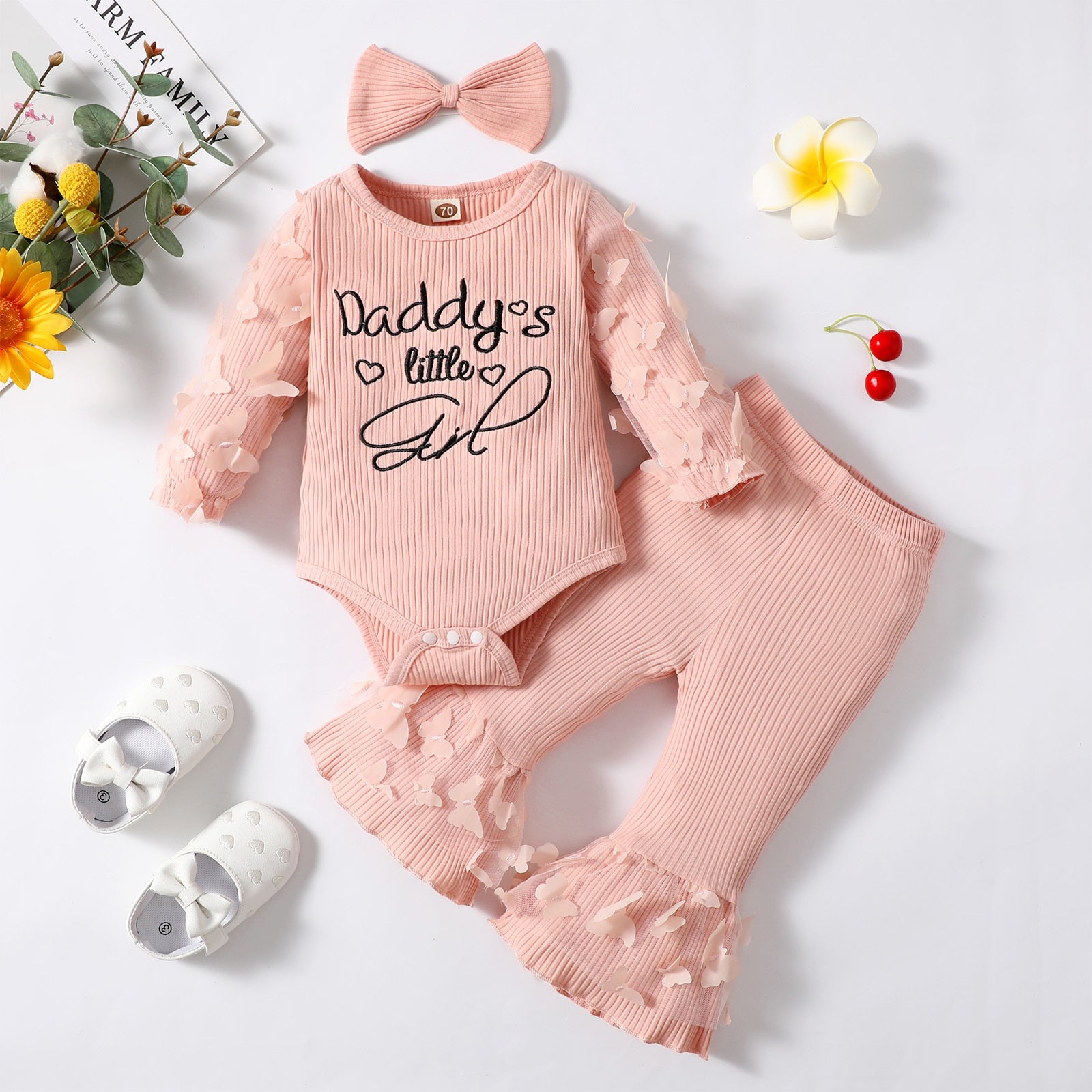 3Pcs Baby girl set multiple colors 0-24m 'Maeve Collection'