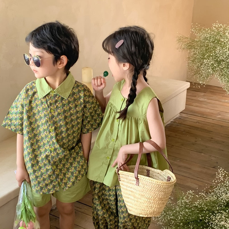 Sister & Brother Green Matching 2pcs sets (12M-7T)