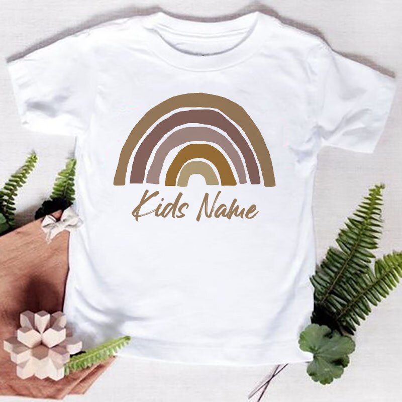 Personalised Rainbow with Name T-Shirt (1Y-12Y)