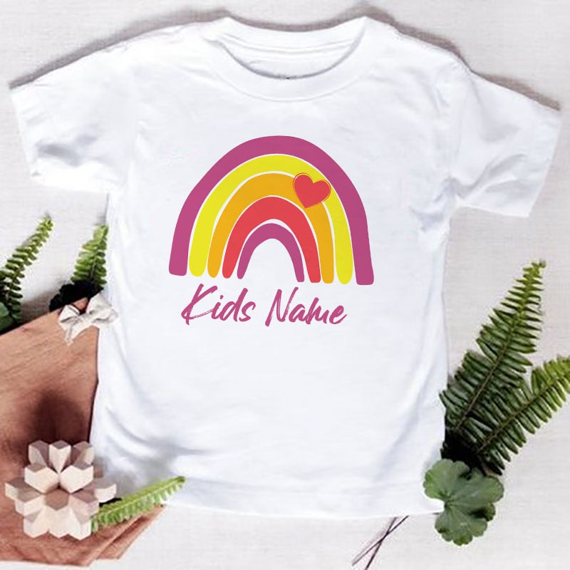 Personalised Rainbow with Name T-Shirt (1Y-12Y)