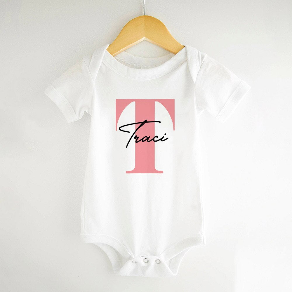 Monogrammed bodysuit with Name (3 mos, 6 mos, 9 mos)