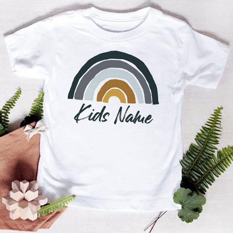 Personalised Rainbow with Name T-Shirt (1Y-12Y)