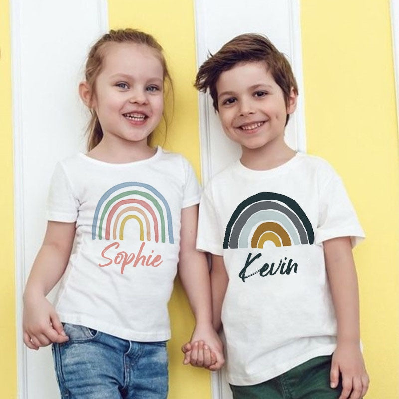 Personalised Rainbow with Name T-Shirt (1Y-12Y)