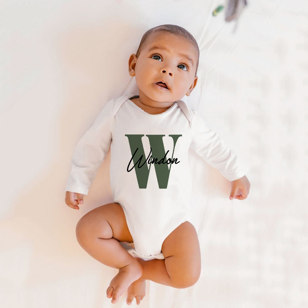 Monogrammed bodysuit with Name (3 mos, 6 mos, 9 mos)
