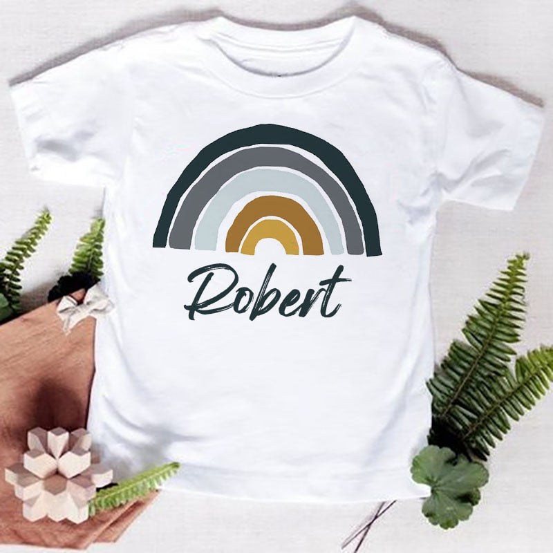 Personalised Rainbow with Name T-Shirt (1Y-12Y)