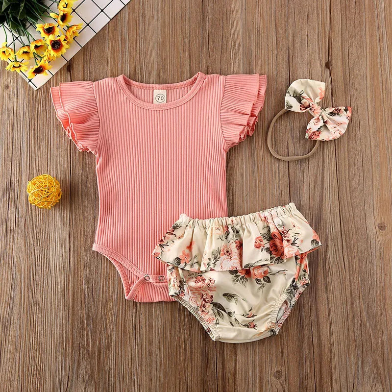 'Carina' Puff Sleeve Bodysuit with Bloomers & Bow (0-24M)