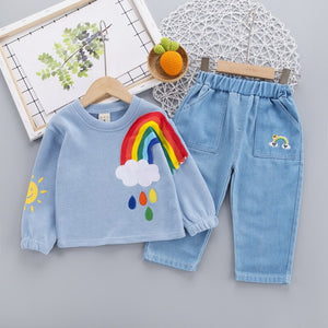 'Posey' Rainbow Sweatshirt & Pants Set (6M-4T)