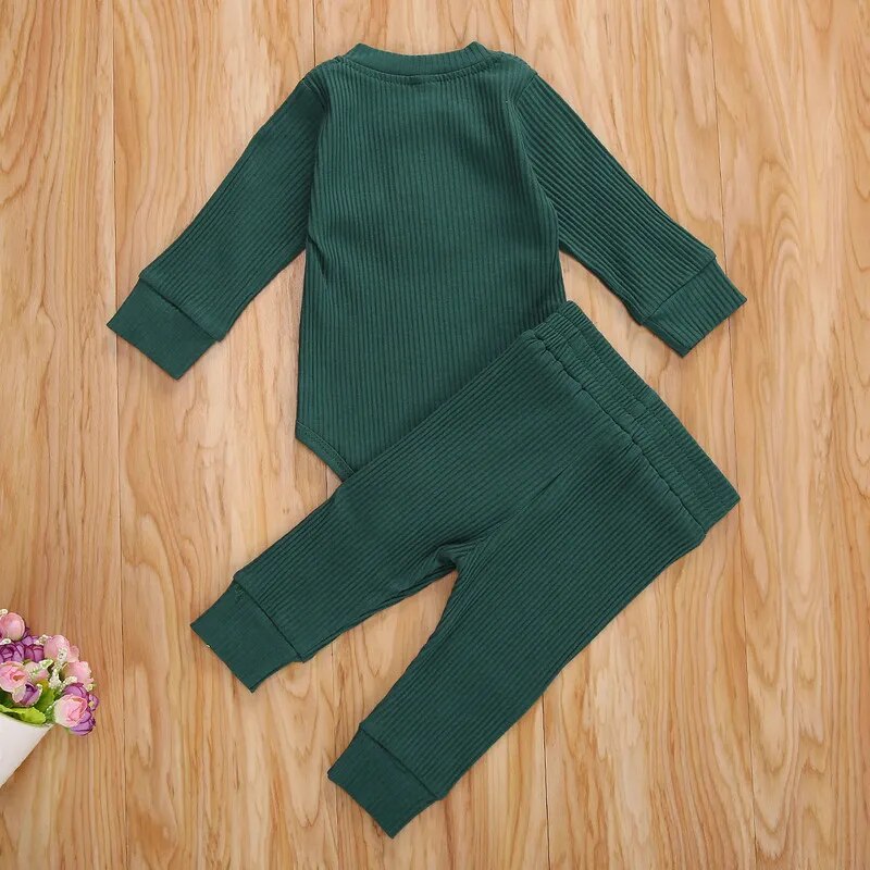 Ribbed Henley Jogging Set In Various Colors (Newborn-24 Mos)