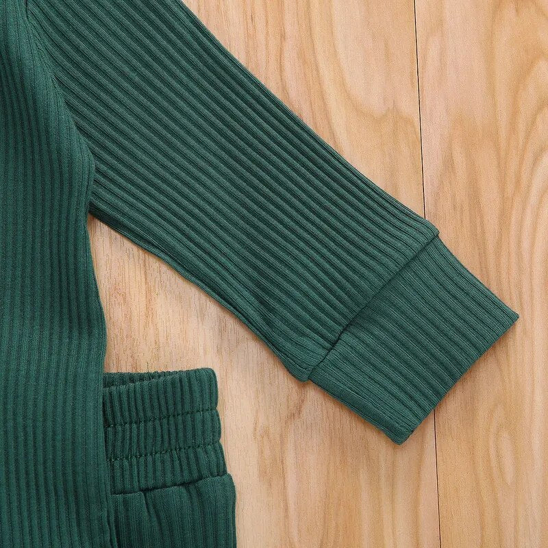 Ribbed Henley Jogging Set In Various Colors (Newborn-24 Mos)