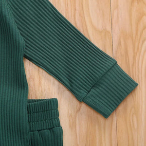 Ribbed Henley Jogging Set In Various Colors (Newborn-24 Mos)