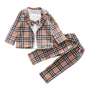 Burbaby Plaid Kids 3pcs Suit Set (18M-4T)