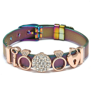 Mesh Bracelets Bangles with Different Charms  For Women Kids Gift