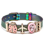 Mesh Bracelets Bangles with Different Charms  For Women Kids Gift