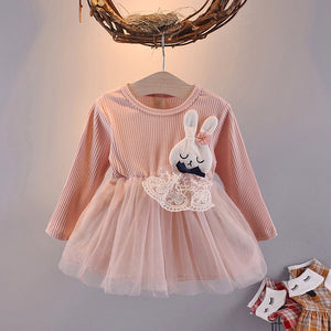 Baby Girl Dress "Bunny" Pink or White 6-24m
