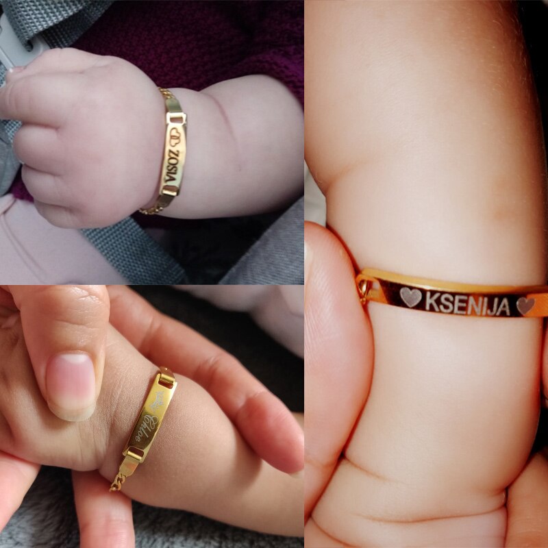Baby and Mother Custom Bracelet Silver, Black, Rose or Gold Plated