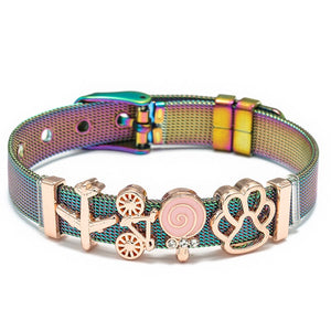Mesh Bracelets Bangles with Different Charms  For Women Kids Gift