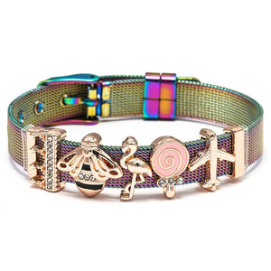 Mesh Bracelets Bangles with Different Charms  For Women Kids Gift