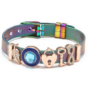 Mesh Bracelets Bangles with Different Charms  For Women Kids Gift