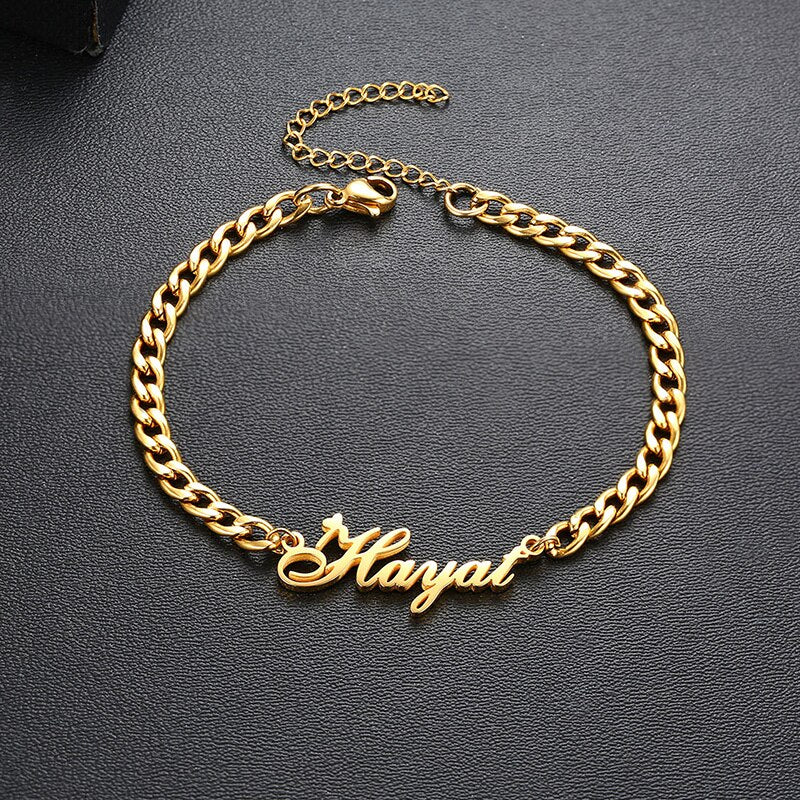 Personalized Name Bracelet Silver or Gold Plated