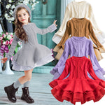 Knitted Chiffon Girl Dress 3-8yrs