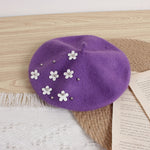 Winter Warm Beret Hats with Flower 2-6yrs