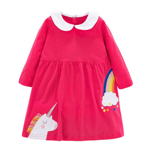 Princess Dress with Collar Unicorn 2-6yrs