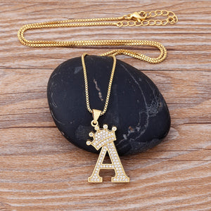 New Luxury Gold Plated Zircon Necklace A-Z