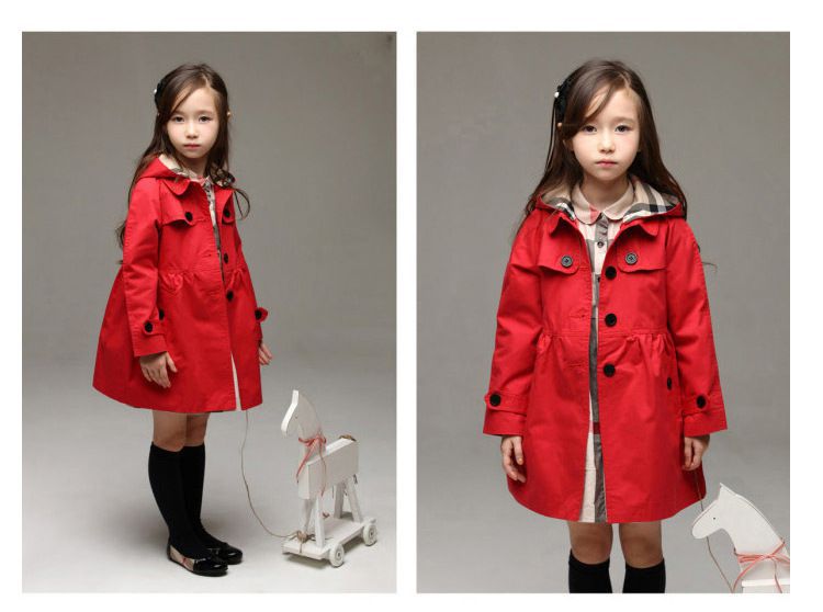 Spring Autumn Long Style Hooded Coat 2-10yrs