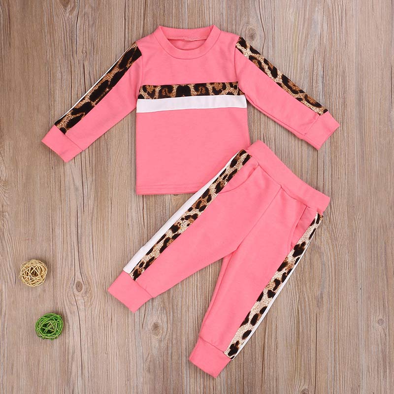Girl Leopard Pink or Black Tracksuit 2y-6y