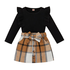 "Courtney" Girls Plaid Mini Skirt Set 12M-4T