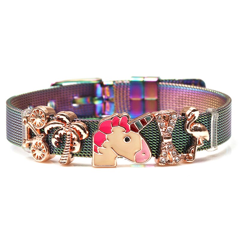 Mesh Bracelets Bangles with Different Charms  For Women Kids Gift