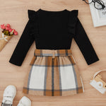 "Courtney" Girls Plaid Mini Skirt Set 12M-4T